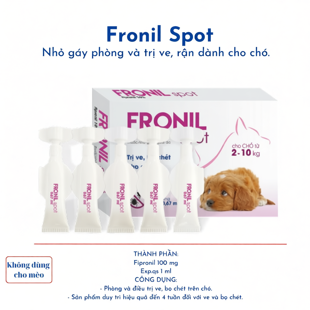 FRONIL SPOT - Phòng và diệt ve, bọ chét trên chó từ 2 - 10kg (không dùng cho mèo)