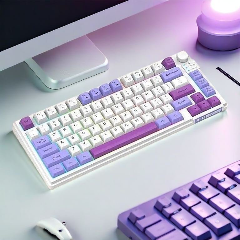 Bàn phím K81 giả cơ gaming có núm xoay chỉnh âm lượng thiết kế có đèn led 7 màu kèm theo nút vặn âm lượng