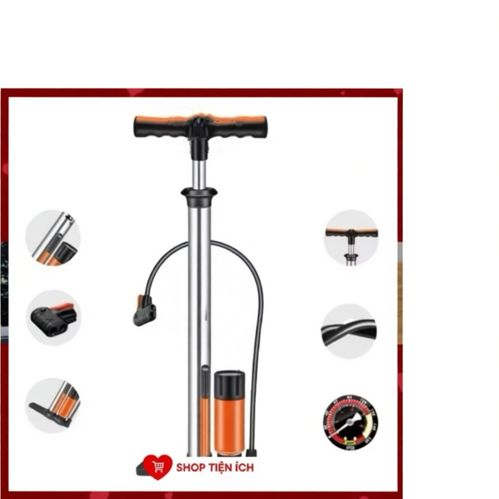 Bơm Áp Suất Có Đồng Hồ Đo Thông Minh Cho Xe Đạp, Xe Máy - Tùy Chọn 130PSI và 160PSI