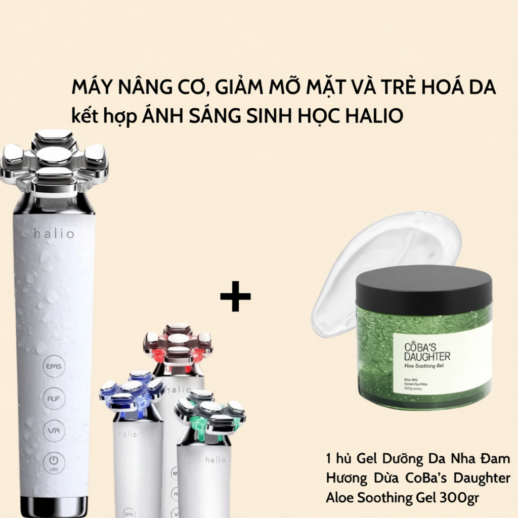 Máy Nâng Cơ, Giảm Mỡ Mặt & Trẻ Hoá Da kết hợp Ánh Sáng Sinh Học Halio RevitaWave Skin Rejuvenator - 