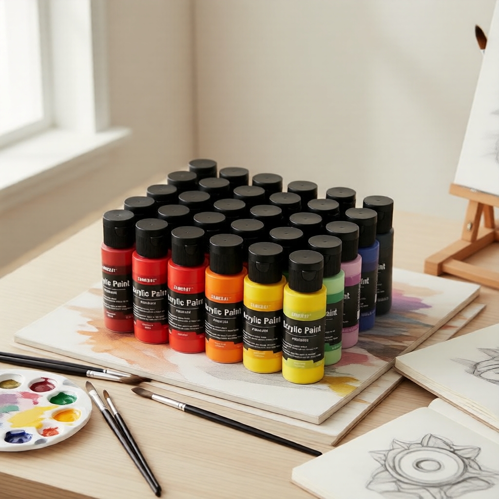 Bộ Màu Acrylic 36 Màu 60ML Cao Cấp, Dụng Cụ Nghệ Thuật Chuyên Nghiệp Cho Vẽ & Thủ Công