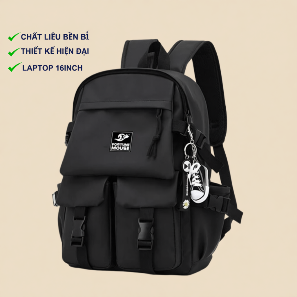 Balo laptop Fortune Mouse Ulazzang Hàn Quốc Sành Điệu - B188