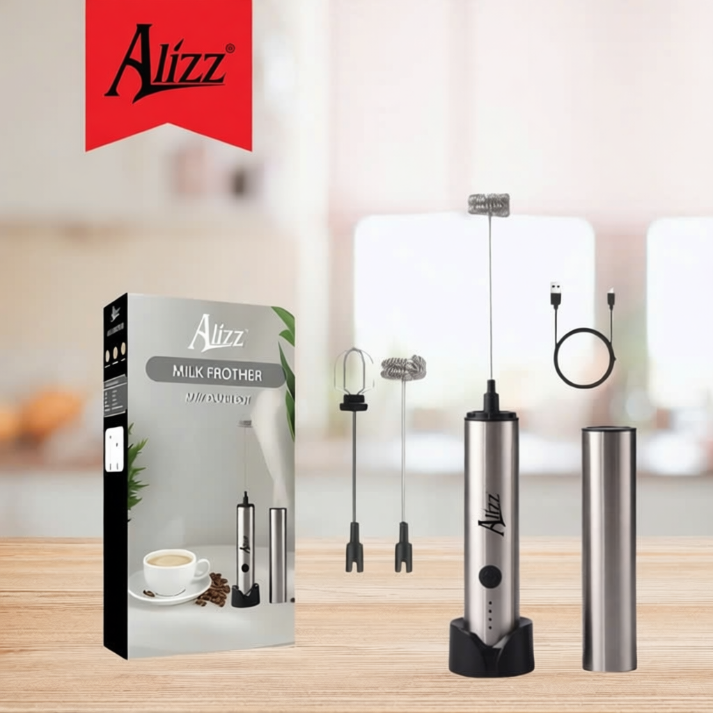 Máy Đánh Bọt Cà Phê Cầm Tay ALIZZ AL 13578 - Máy Đánh Trứng Tạo Bọt 3 Đầu 2 Kiểu Sạc Hiện Đại