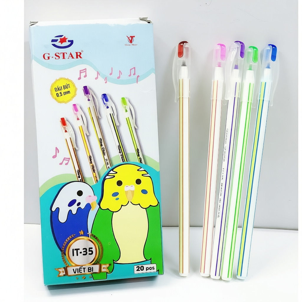 Hộp 20 Cây Bút Bi Nến IT-35 GSTAR 0,5mm Mực Xanh, Đen/Bút Bi Nến GSTAR Dễ Sử Dụng, Mực Đậm, Êm Mượt