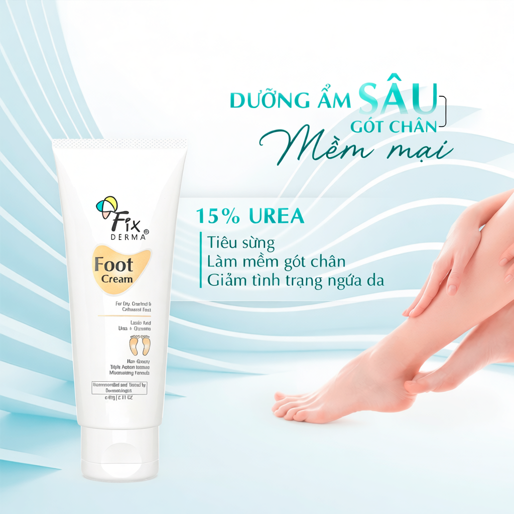 Kem Dưỡng Da Gót Chân FIXDERMA Foot Cream 60g Giúp Mềm Mịn Và Giảm Nứt Nẻ, Chai Sần Da