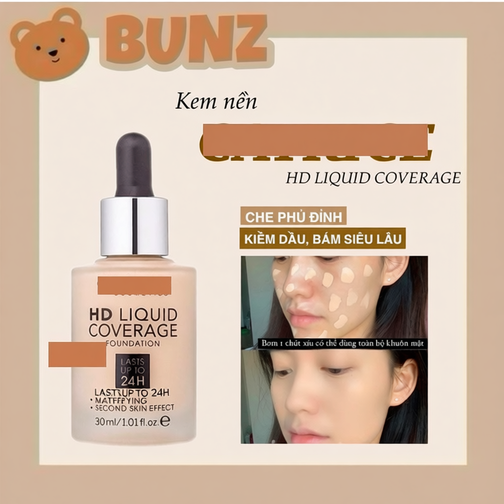 Kem nền Catrice HD Liquid Coverage Foundation che phủ tự nhiên tạo độ mịn màng cho da 30ml (mới)