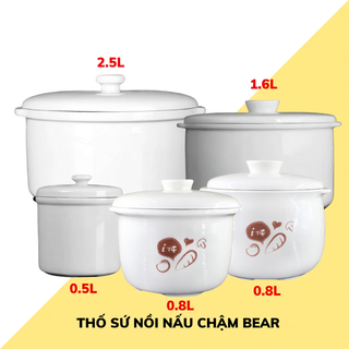 Nắp Sứ Và Lõi Thố Sứ Của Nồi Bear 0.5L- 2.5L - Phụ Kiện Thay Thế, Dự Phòng Cho Nồi Nấu Chậm