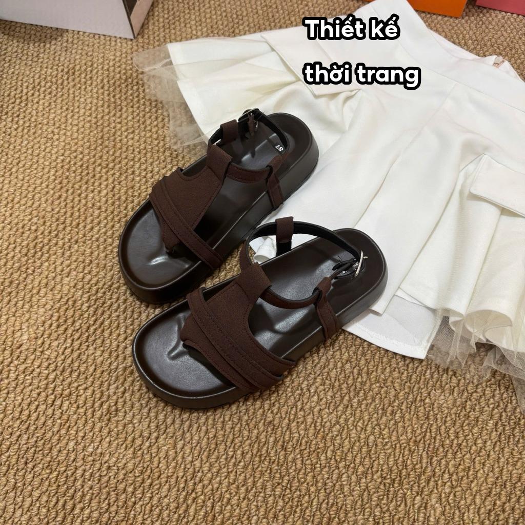 Dép Sandal Quai Hậu Nữ Kẹp Ngón LD2604 Khoá Hậu Da Lộn Nhiều Màu