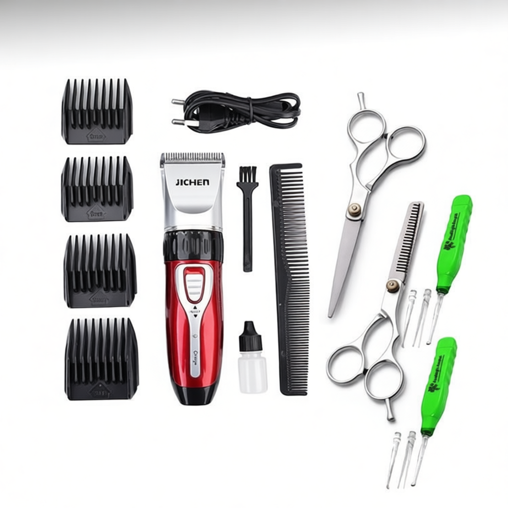 Tông Đơ Cắt Tóc Gia Đình Jichen JC-0817 Kèm 2 Kéo Cắt Tỉa & Cây Lấy Ráy Tai