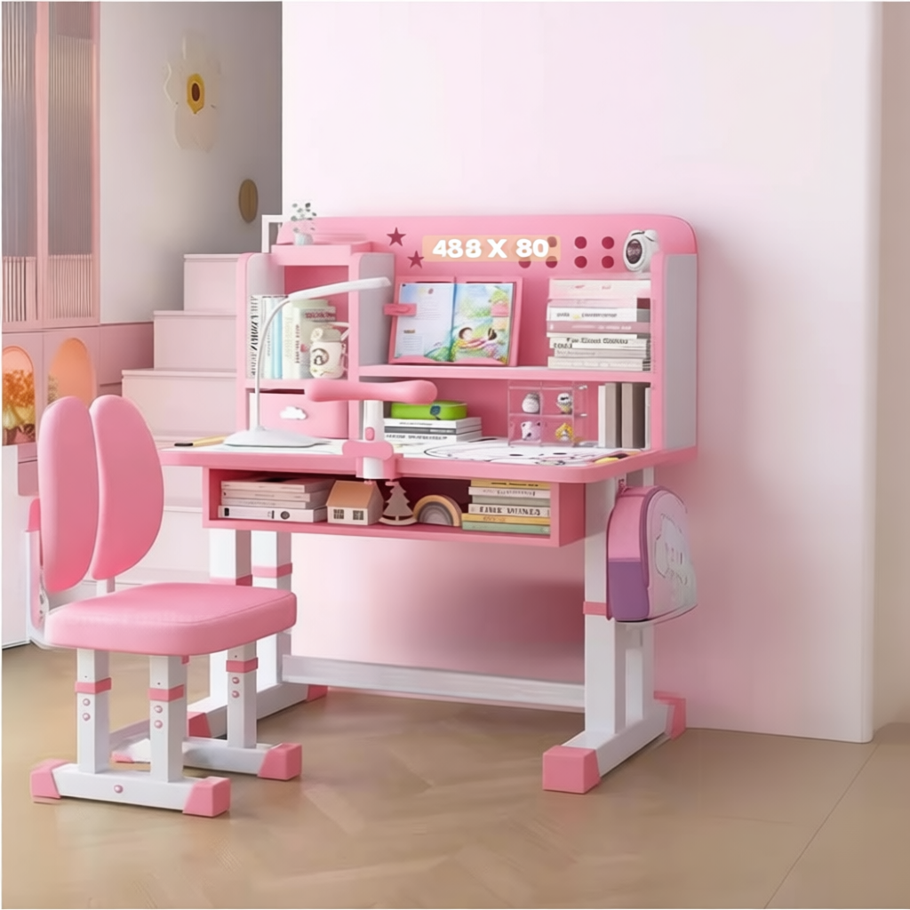 Bàn học cho bé Home Furniture, bàn học chống gù size lớn 80cm E01 nâng hạ độ cao tặng nhiều quà