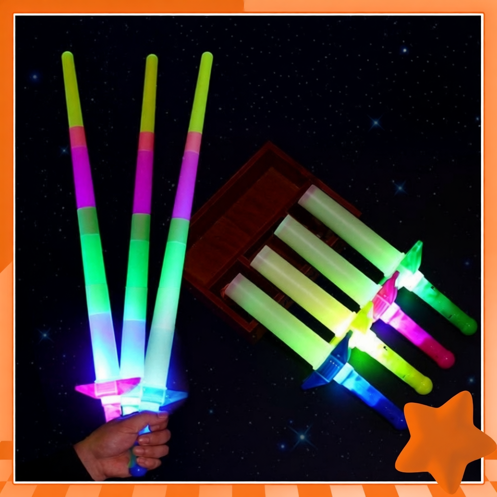 Gậy phát sáng đồ chơi kiếm nhựa 4 đoạn có đèn led phát sáng cho bé-binbibo