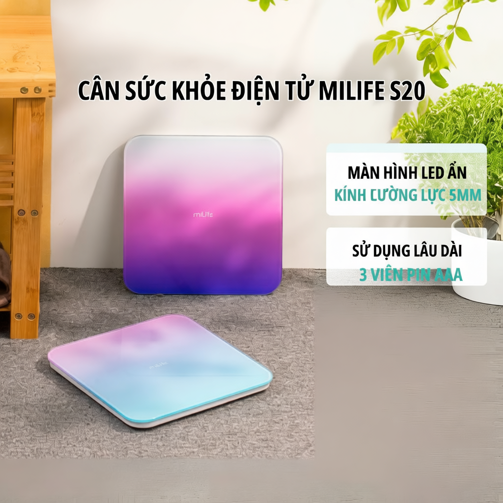 Cân ký thông minh miLife S20 hỗ trợ đến 180Kg