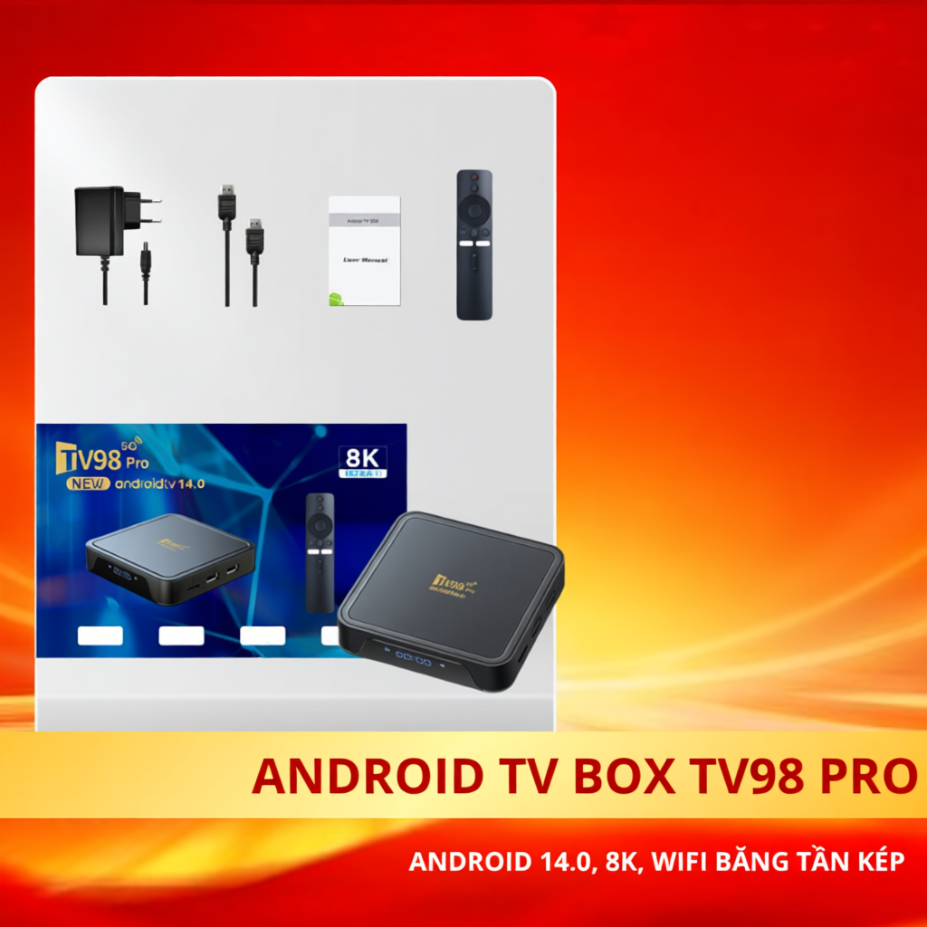 [HÀNG MỚI VỀ] Android TV Box TV98 Pro Crack 8+128GB hoặc 16+256GB, Android 14.0 8K WIFI băng tần kép