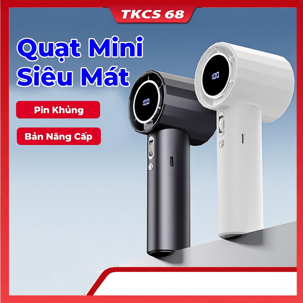 Quạt cầm tay mini Turbo GS9 pin trâu 6000mAh sạc USB tiện lợi - Tùy chọn màu sắc