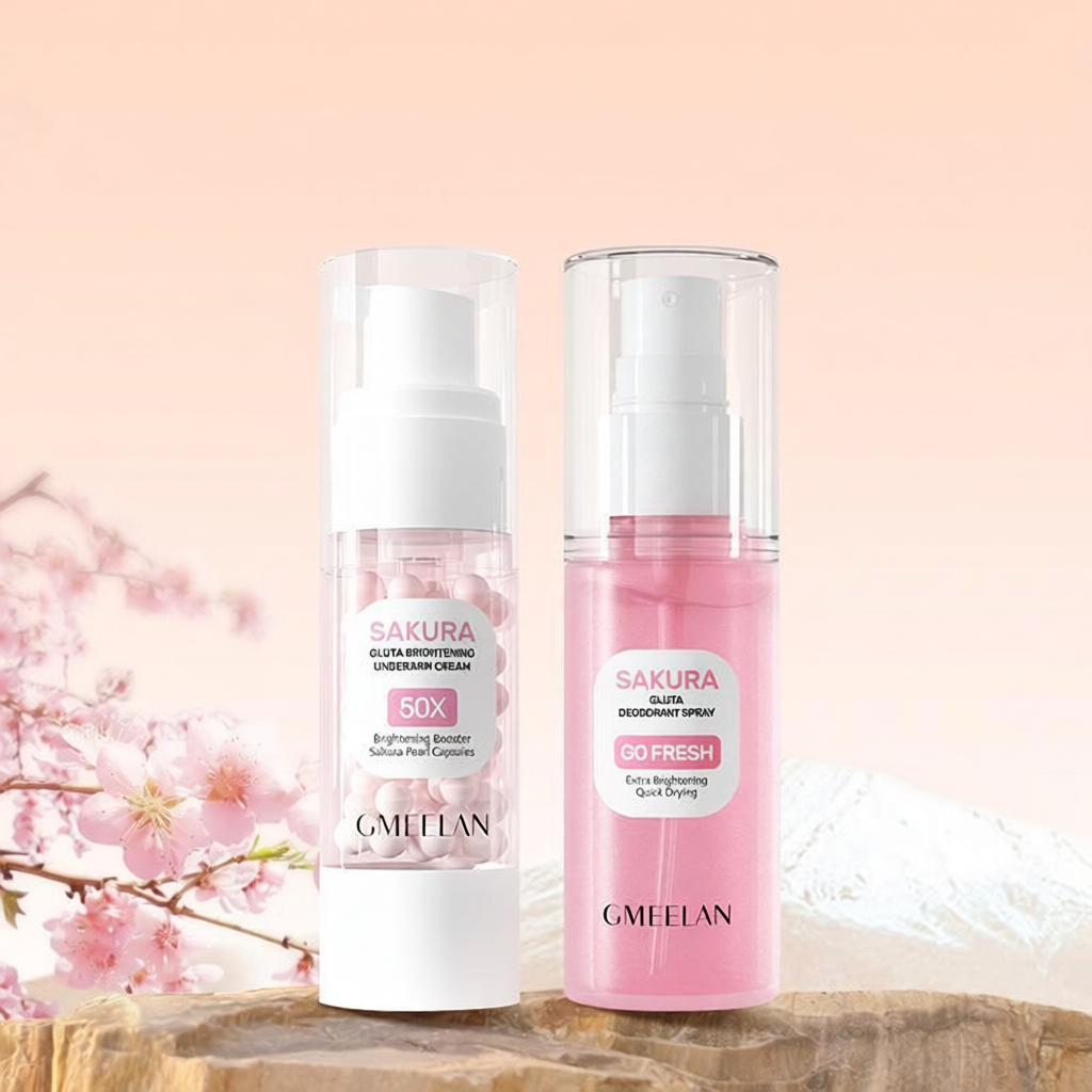 GMEELAN 2PCS Kem Dưỡng Nách Sakura Underarm Cream 30g Kem hỗ trợ dưỡng sáng nách + Xịt hỗ trợ khử mù