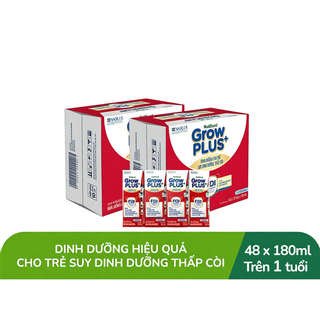  48 hộp x 180ml Nutifood GrowPLUS+ ít đường cho trẻ trên 1 tuổi 