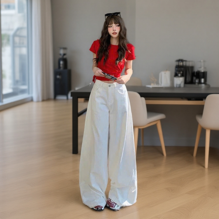 Quần jean ống rộng cạp cao PEARCLUB, quần bò ống suông rộng chất Kaki Jeans BIGSIZE hottrend mặc đi học, đi biển hè Q20