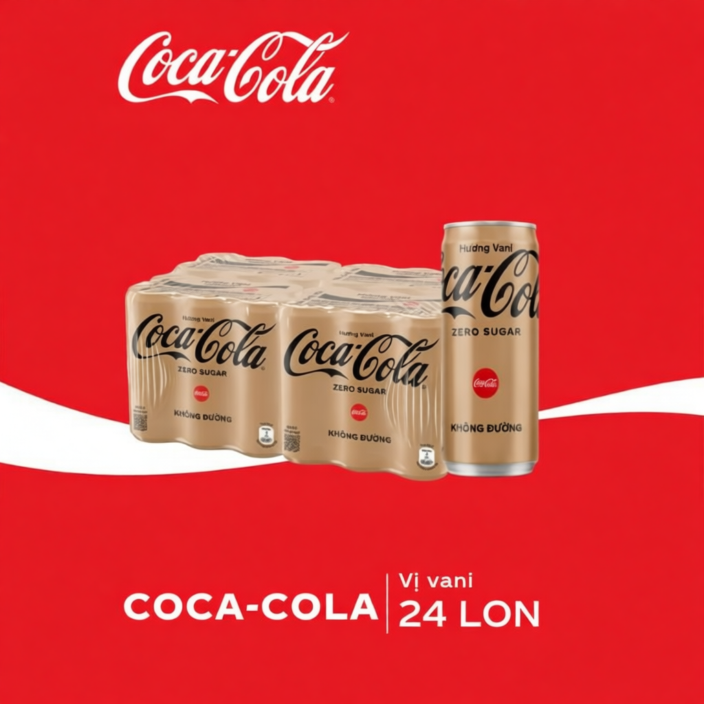 Lốc 24 Lon Nước Ngọt Giải Khát Coca-Cola Không Đường Hương Vani 320m/Lon Coca-Cola