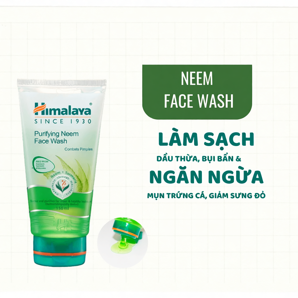 Sữa rửa mặt giảm mụn mờ thâm và sạch dầu thừa Himalaya Purifying Neem Face Wash 150ml