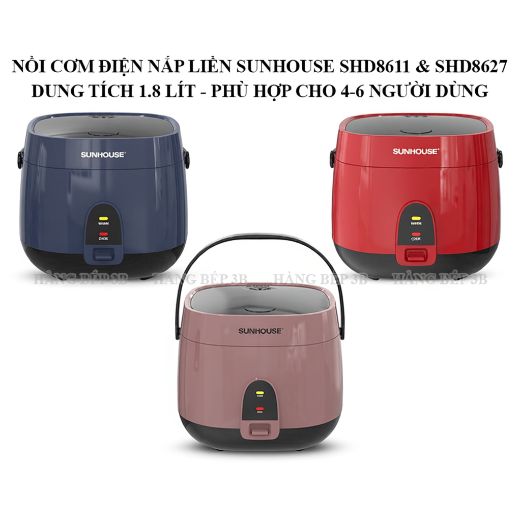 Nồi cơm điện 1.8 lít Sunhouse SHD8627 / SHD8611N - Bảo hành 12 tháng - Sản xuất tại Việt Nam