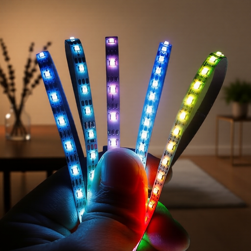 Dải đèn LED WS2812B siêu mỏng 5mm 5M cho TV, chip RGB IC WS2812B điều khiển từng bóng, 2020SMD, 5V D