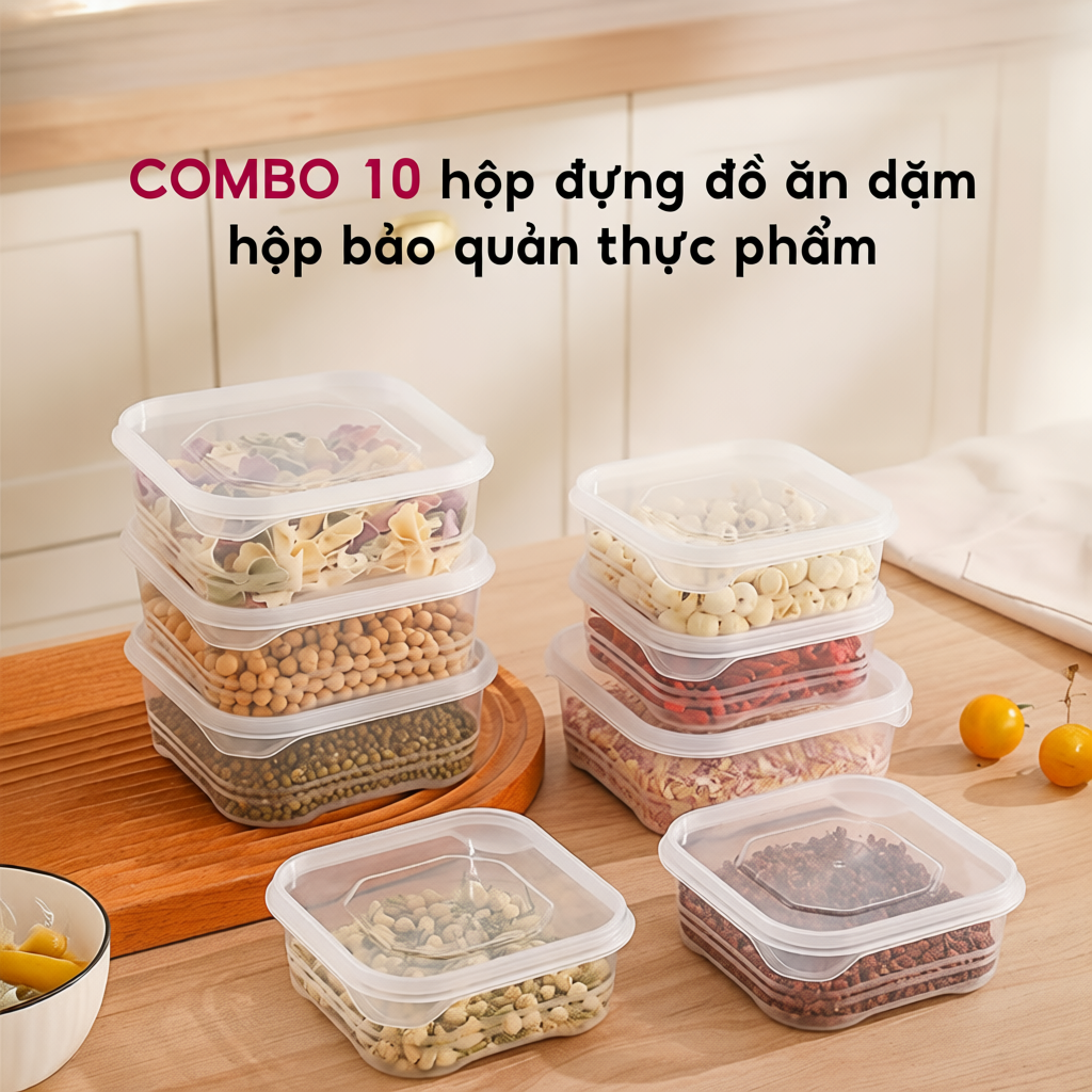 COMBO 10 Hộp Đựng Thực Phẩm Đồ Ăn Cho Bé ohBabyo