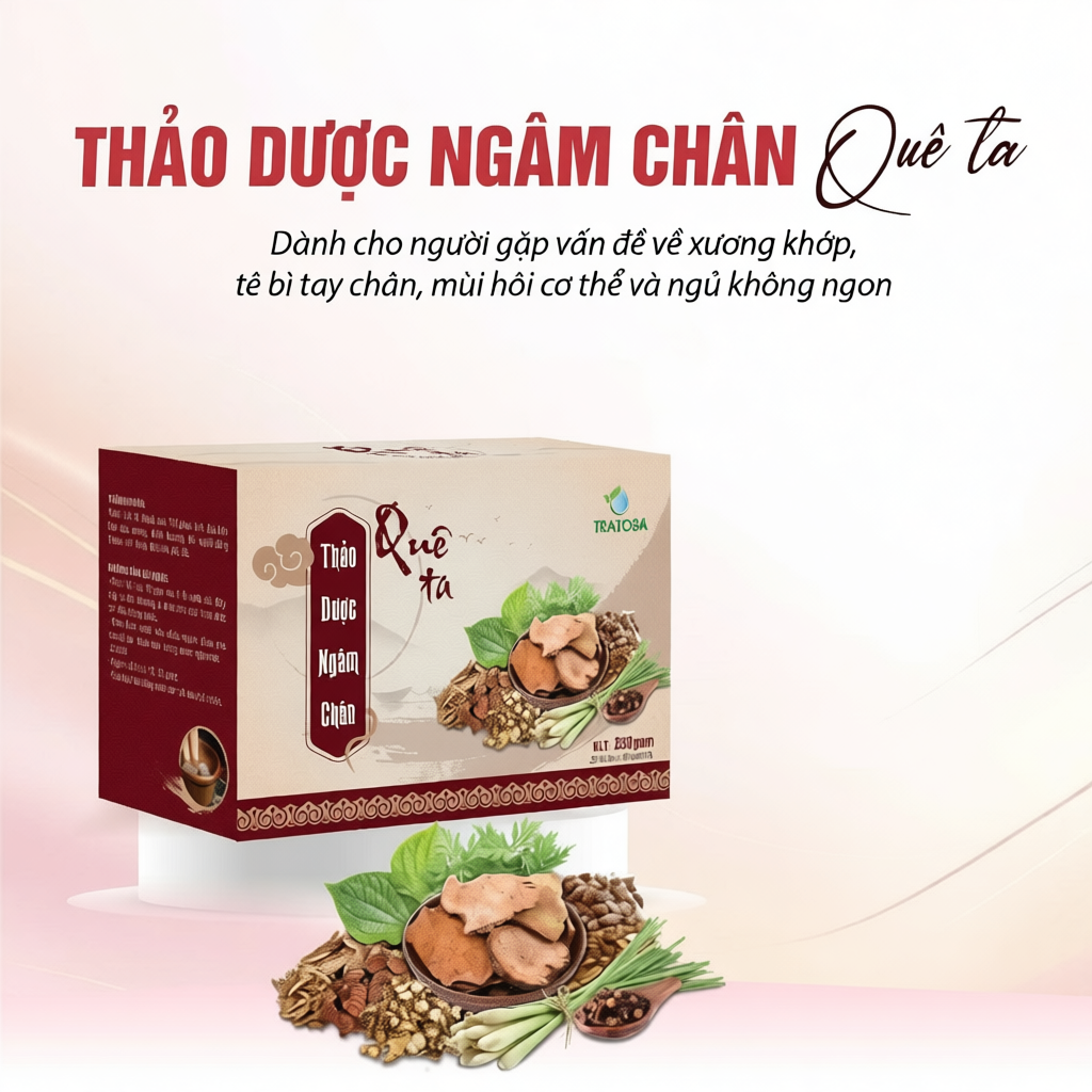 Thảo dược ngâm chân TRATOSA 12 Vị thảo dược, hộp 25 gói, dùng 1 tháng