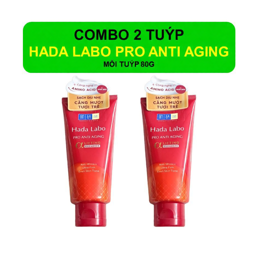 Hada labo pro anti aging combo 2 tuýp kem rửa mặt chống lão hóa giảm nếp nhăn trên da