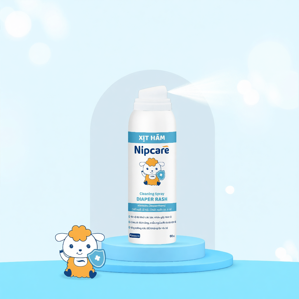 Xịt hăm Nipcare Novocare 80ml - xịt vệ sinh, chống hăm cho bé thay tã bỉm, hỗ trợ giảm mẩn đỏ, ngứa,