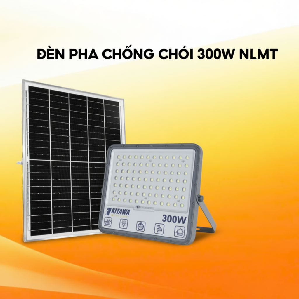 [300W] Đèn Pha Chống Chói Năng Lượng Mặt Trời 300W KITAWA - DP15.300