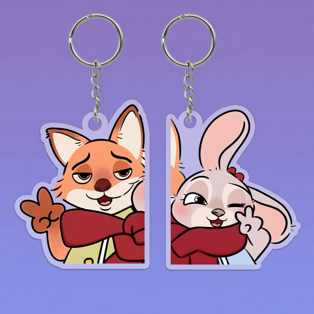 Móc khóa Zootopia Nick Fox Judy Acrylic trong suốt, chất liệu bền đẹp