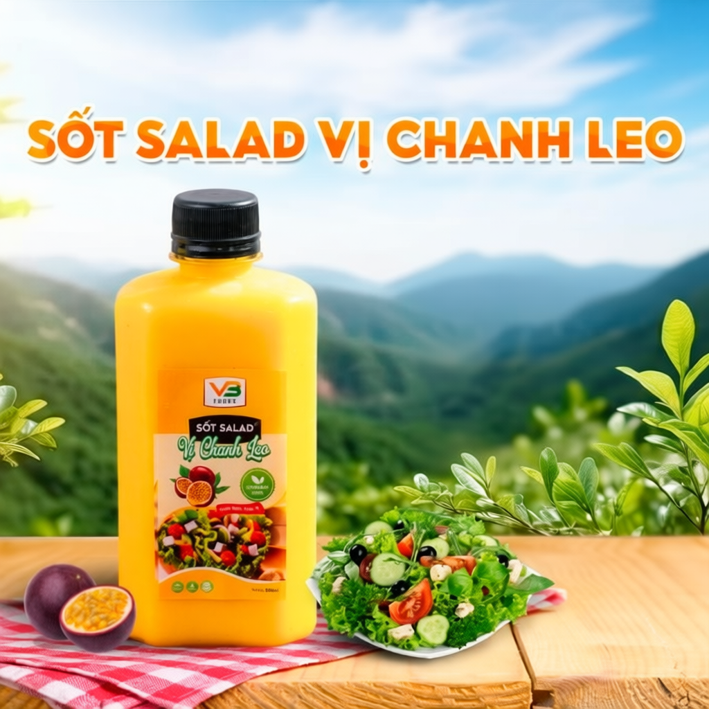 Sốt salad chanh leo VB Foods 330ml rau hoa quả, sốt chấm hải sản, thanh mát đậm đà