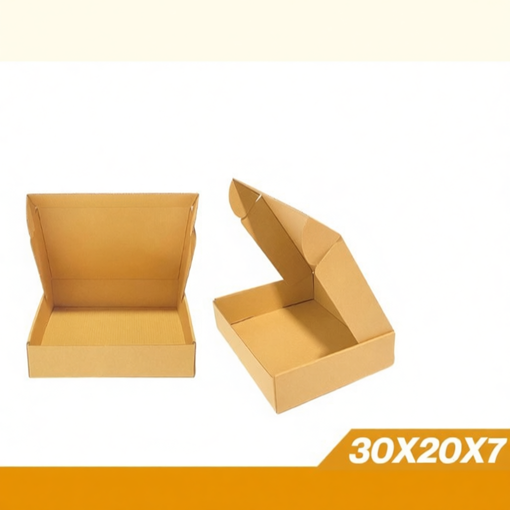 30x20x7 Hộp carton nắp gài đóng hàng, hộp carton đóng gói quần áo phụ kiện giá rẻ - Bao Bì Việt HN