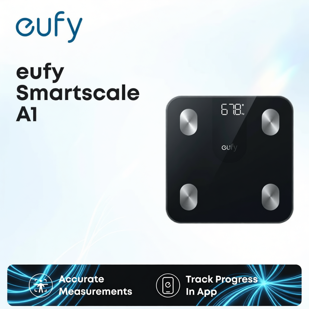 eufy Smart Scale A1, Cân Sức Khỏe Thông Minh Bluetooth, 12 Chỉ Số: Cân Nặng, Mỡ Cơ Thể, BMI, Phân Tí