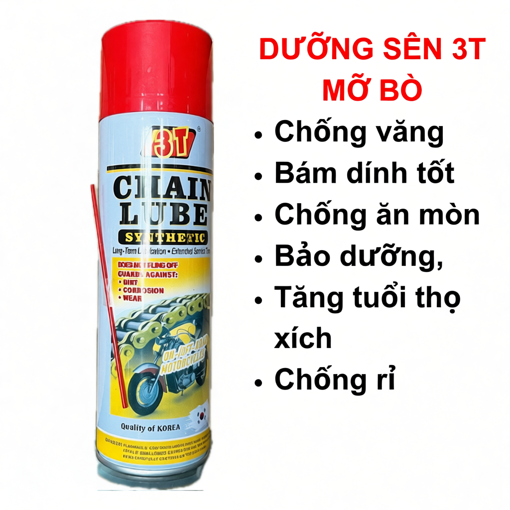Dưỡng sên 3T Chain Lube 500ml bôi trơn xích xe hiệu quả