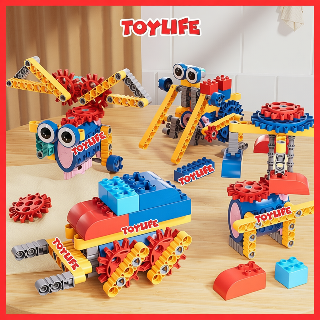 Đồ chơi stem lắp ráp robot thông minh tiểu học cho bé bộ steam lắp ghép sáng tạo kèm động cơ chuyển 