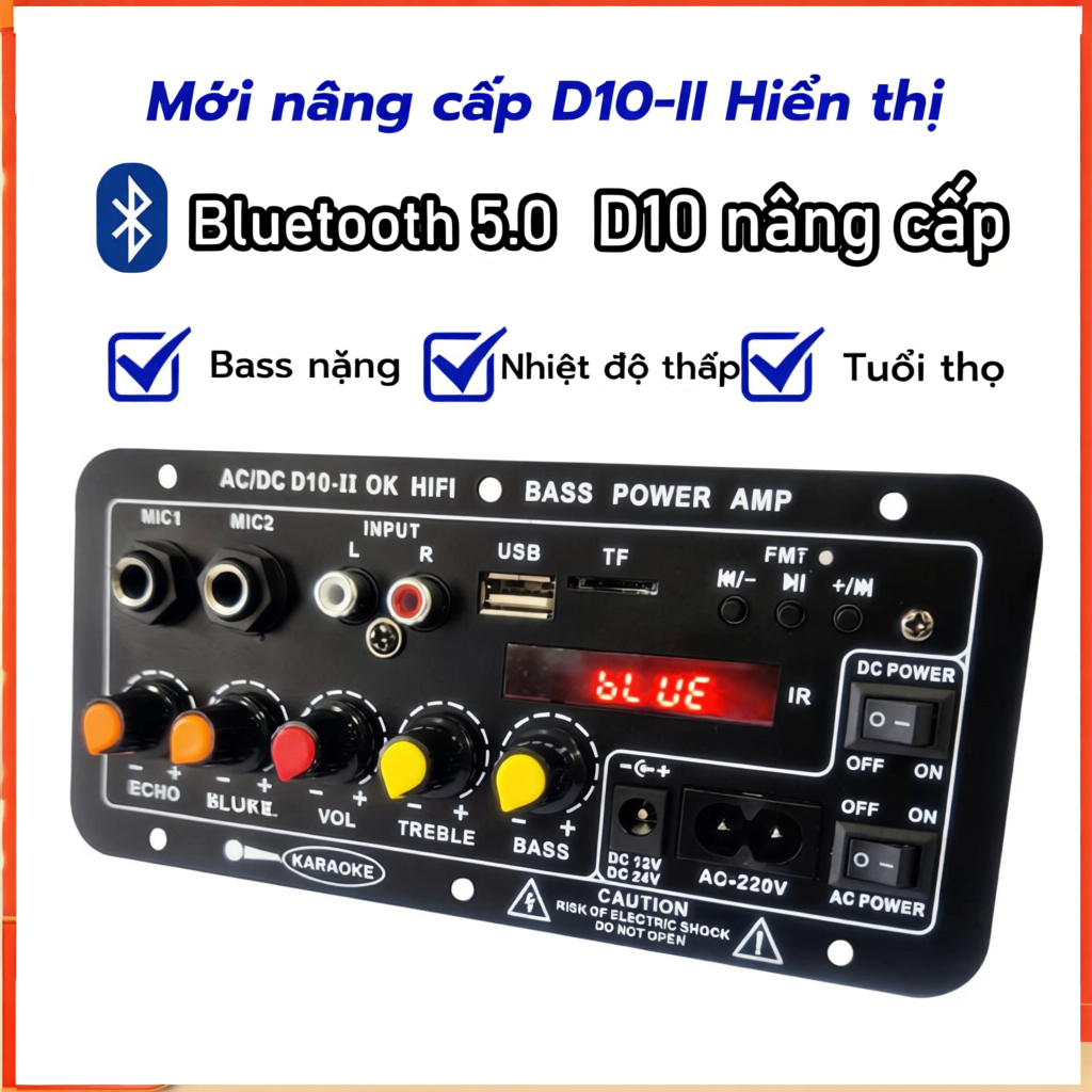 Mạch khuếch đại âm thanh D10 công suất lớn, chất lượng âm thanh vượt trội