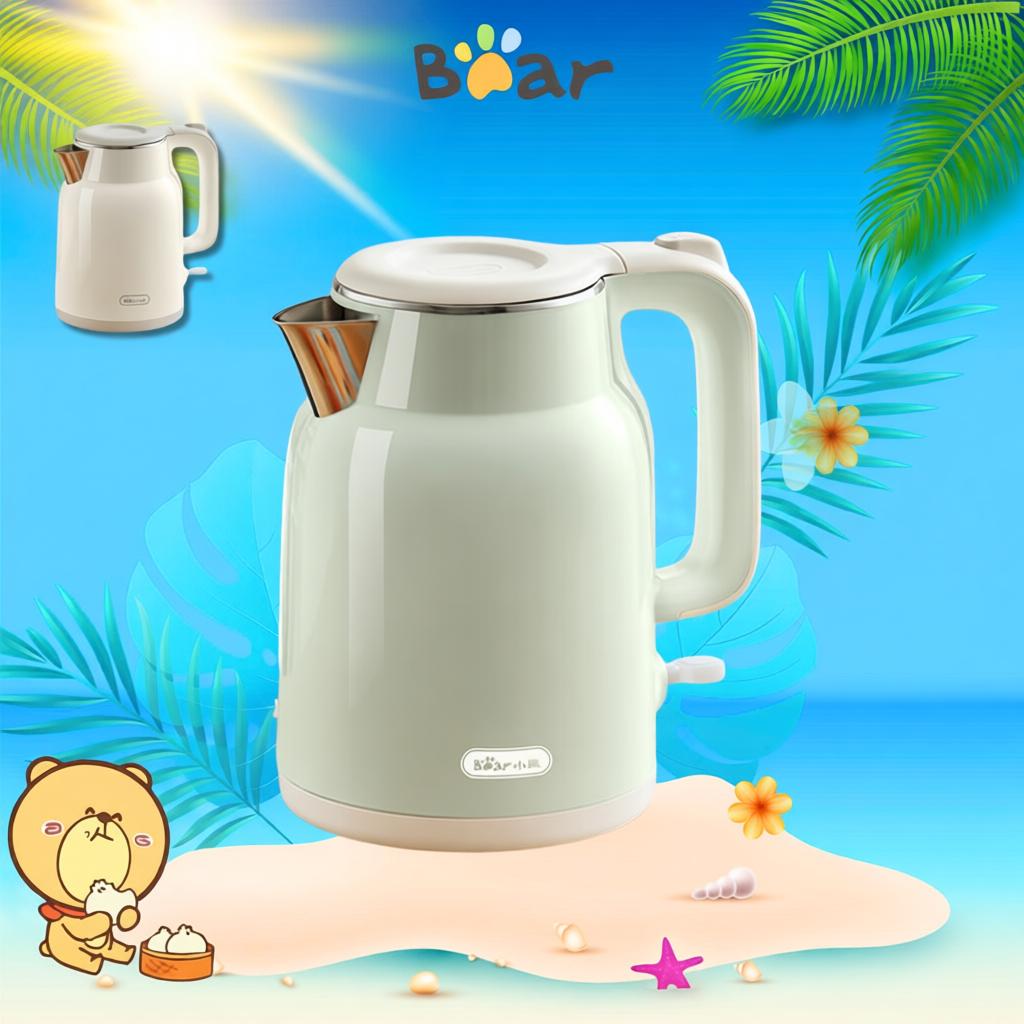Ấm siêu tốc dung tích 0.6L, 1.5L và 1.7L Bear ZDH-H15L6/P15G8, 1500W, Đun nước sôi nhanh tự động ngắt, Bảo hành 18 Tháng