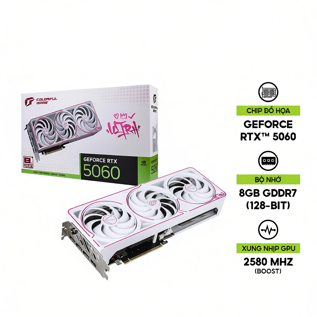 Card màn hình Colorful RTX 5060 Ultra W OC 8GB-V 8GB GDDR7 - Bảo hành 36 tháng