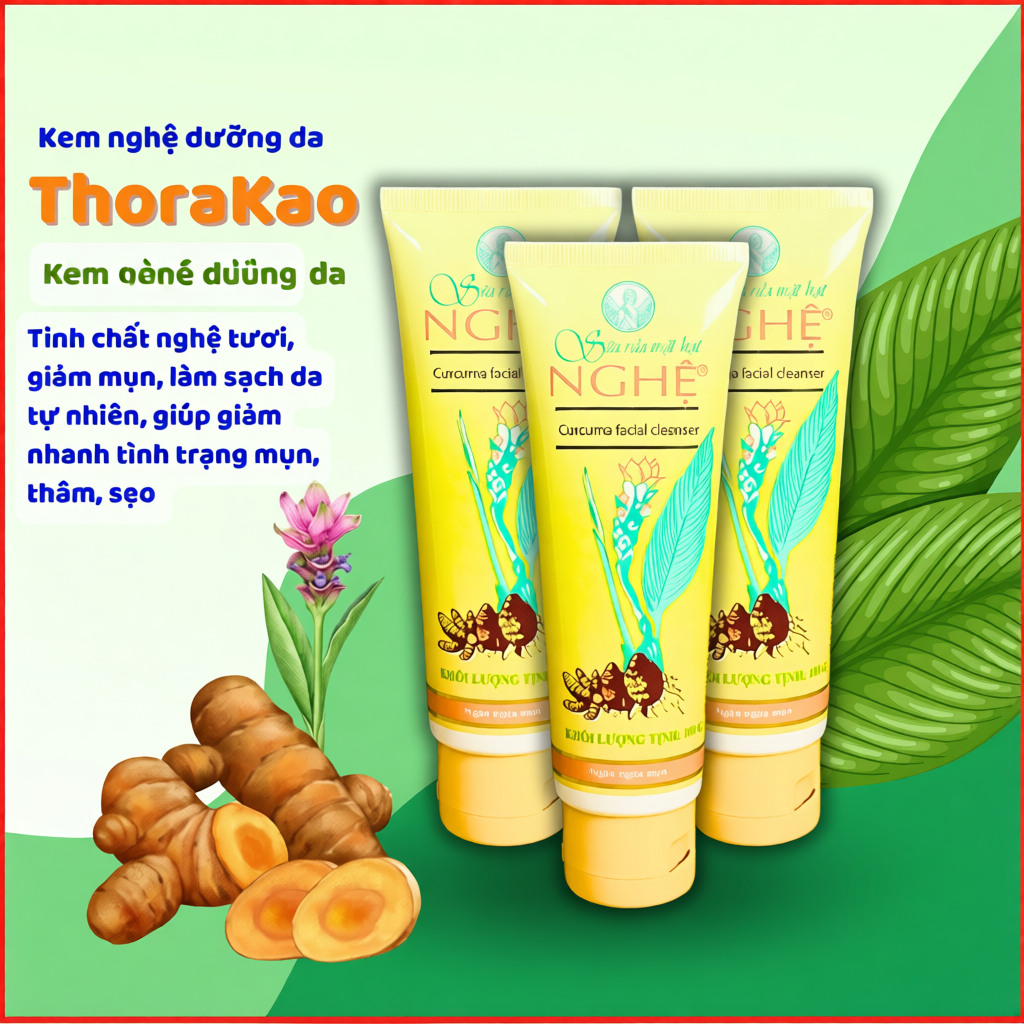 Sữa rửa mặt hạt nghệ THORAKAO Làm sạch da tối ưu Ngăn ngừa mụn 100g - Minpharmacy