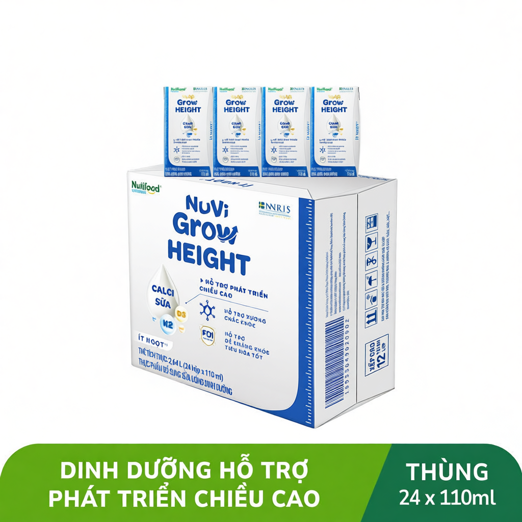 Thùng 24 hộp SBPS Nuvi Grow Height 1+ hỗ trợ phát triển chiều cao (110ml)