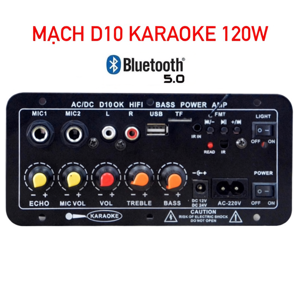 Mạch loa D10 Bluetooth 5.0 hát Karaoke công suất lớn 120w
