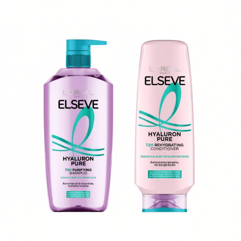 Combo Dầu Gội & Dầu Xả L'Oréal Elseve Hyaluron Pure 72H Purifying