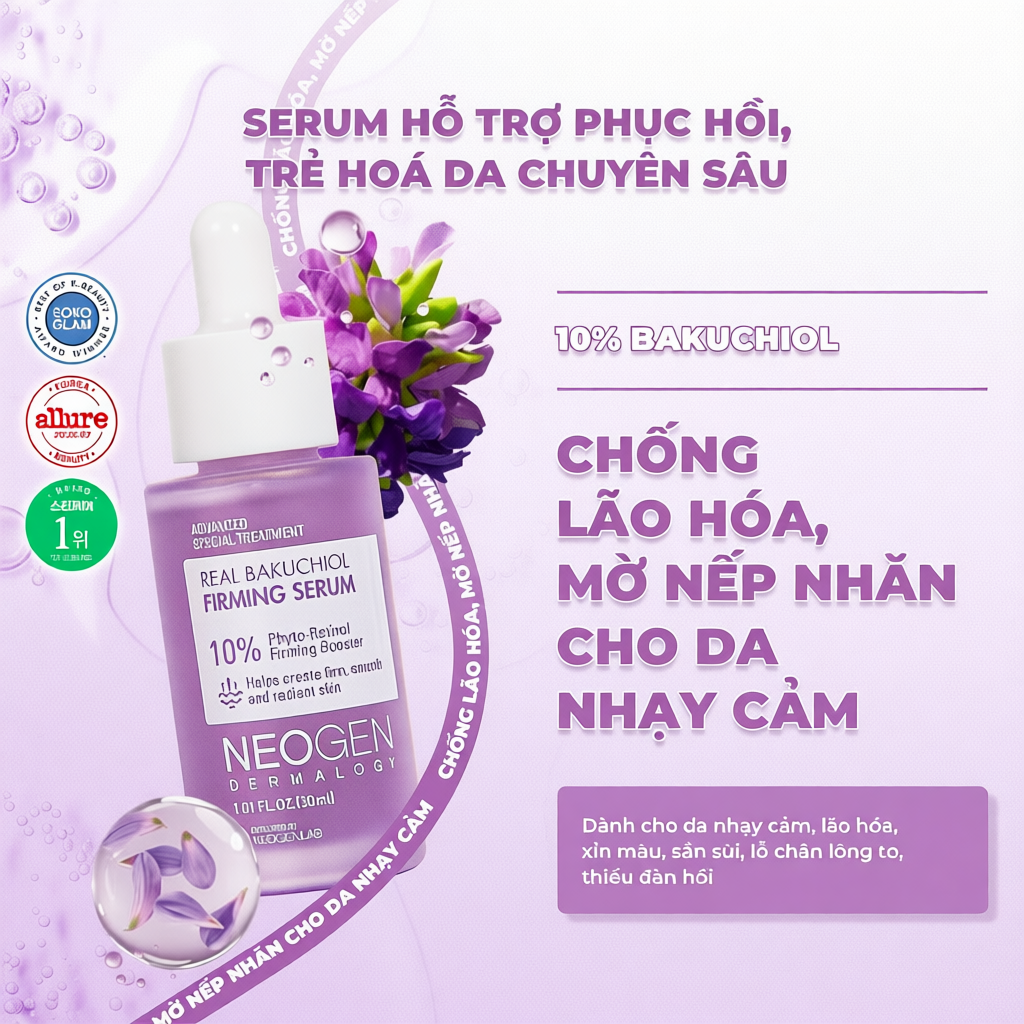 Serum 10% Bakuchiol Sinh Học Chống Lão Hoá Mờ Nếp Nhăn Real Bakuchiol Firming Serum Neogen Dermalogy