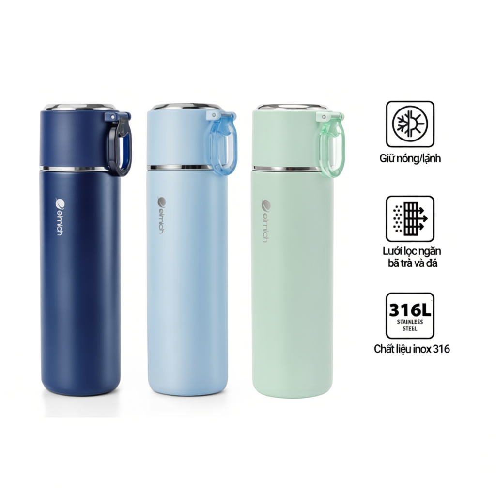 Bình giữ nhiệt inox Elmich EL8315 480ml, Hàng chính hãng - JoyMall