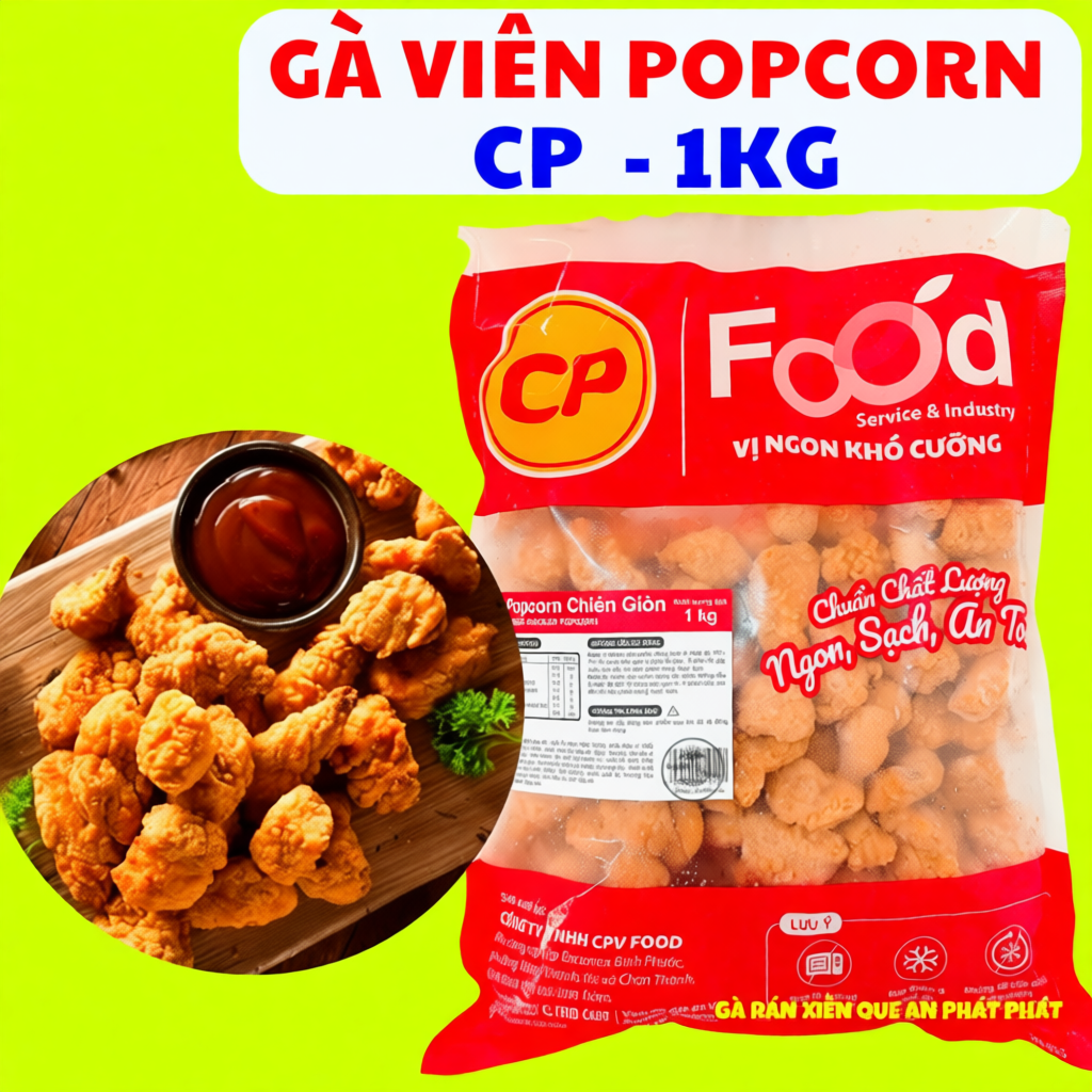 [Hỏa tốc HCM] GÀ POPCORN Chiên Giòn CP , làm từ gà tươi, gà viên CP ngon như KFC, ăn vặt dinh dưỡng 