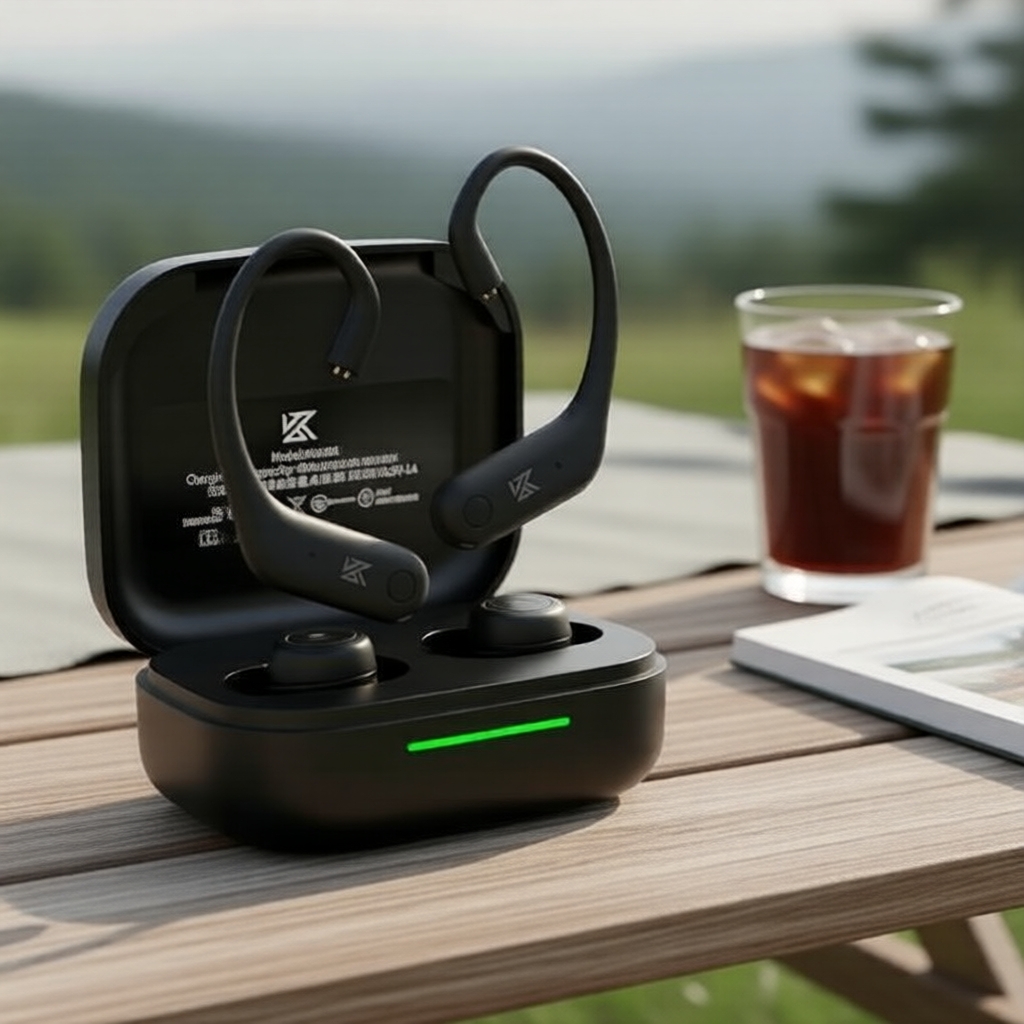 Tai nghe Bluetooth 5.4 KZ AE01, thiết kế móc tai, chân cắm C, chống nước kèm hộp sạc, dùng cho PR1PR