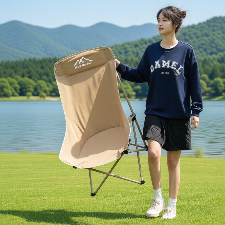 ghế camping, ghế gấp gọn tựa lưng cao, ghế dã ngoại, có thể gấp lại, di động, đi dã ngoại, có túi đựng, tải trọng 300KG
