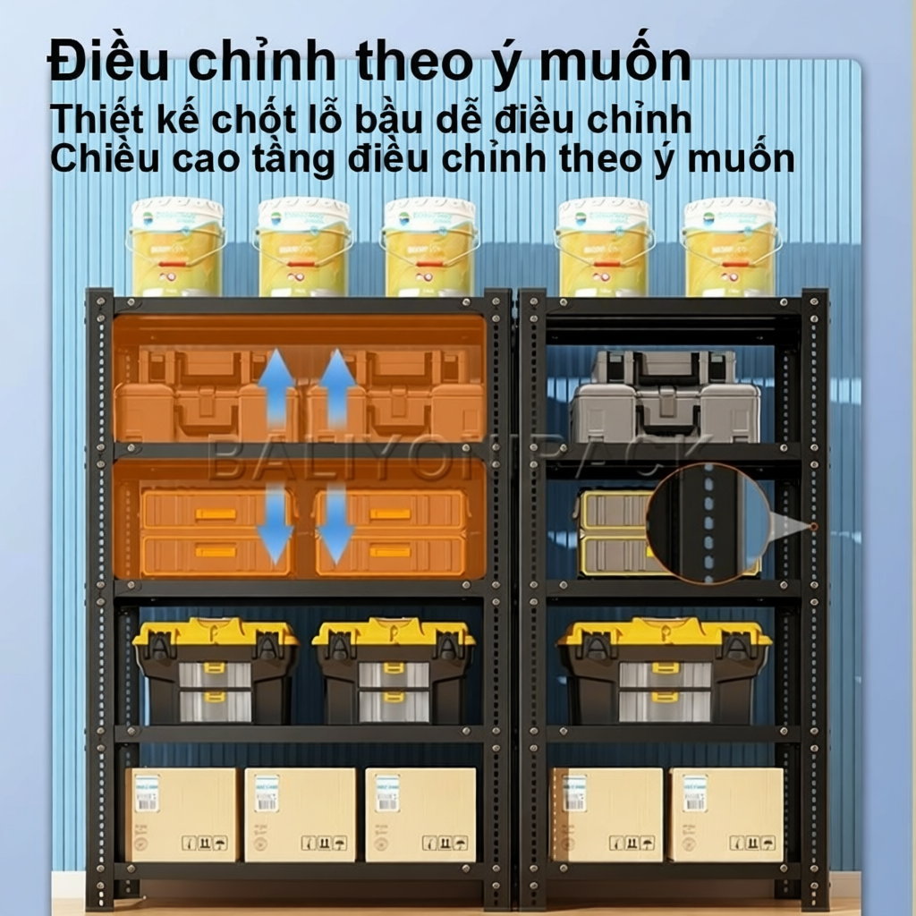 Kệ sắt v lỗ đa năng nhiều tầng chịu lực tốt, bền đẹp