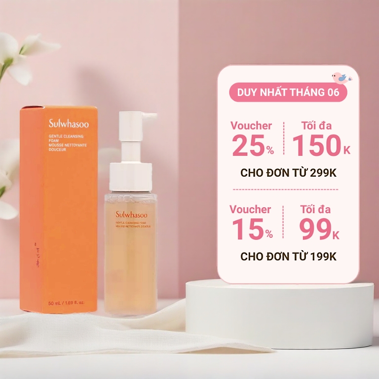 [Top 1 bán chạy] Sữa rửa mặt sạch sâu, dịu nhẹ Sulwhasoo Gentle Cleansing Foam 50ml mẫu mới - AB Authentic